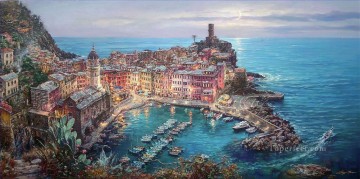 ヴェルナッツァの月明かり イタリアの風景 Oil Paintings